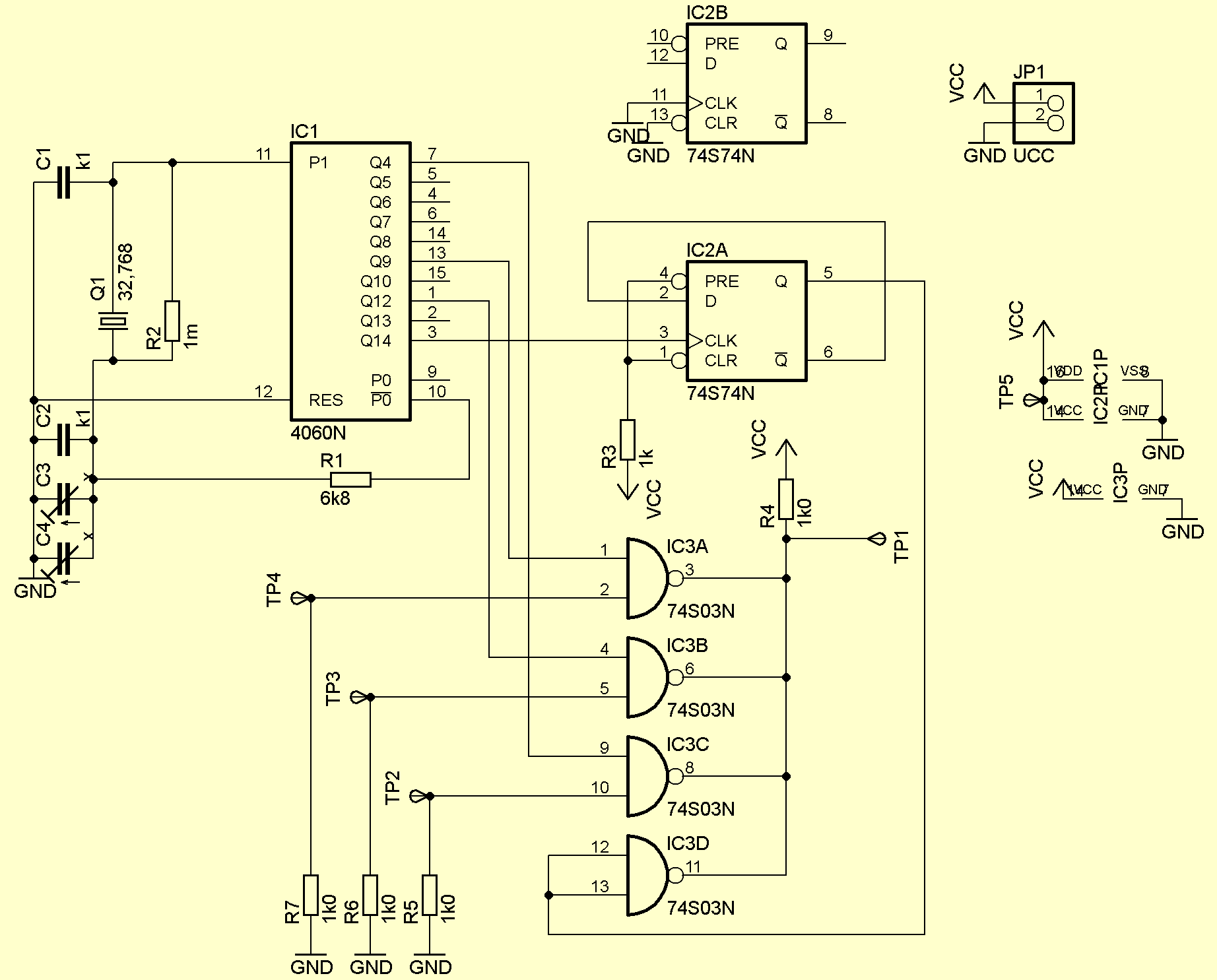 Schéma generátoru 1 Hz